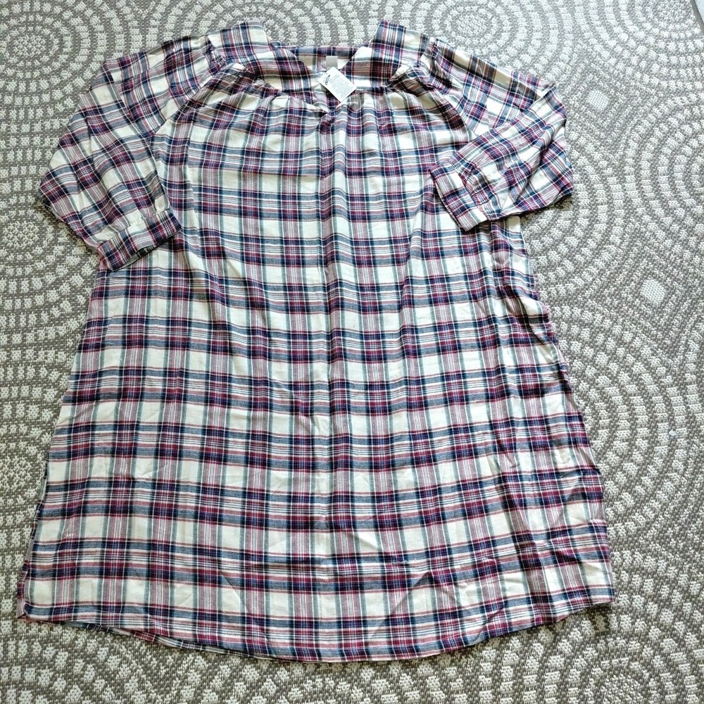 Only Necessities Plus Size 5X Flannel‎ Plaid Lounger Pajamas NEW Plaid Red Blue